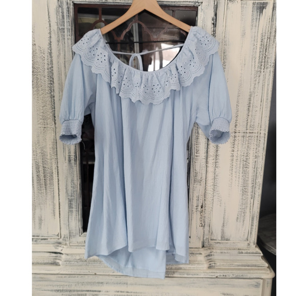 NWT Anthropologie Eyelet Cover-Up Blue Tunic Dress - Small - Picture 6 of 7